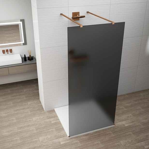 Polysan ESCA COPPER MATT jednodílná sprchová zástěna do prostoru, kouřové matné sklo, 1100 mm
