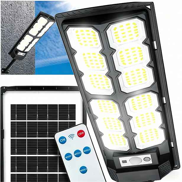 Pouliční lampa Todomi solární 3000 W 5000 lm s pohybovým a soumrakovým senzorem
