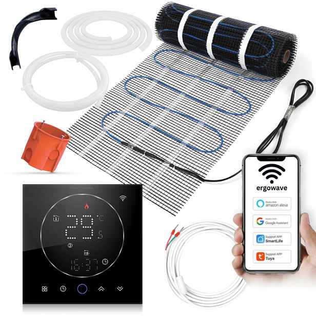 Sada vyhřívací podložka pod dlaždice o velikosti 5.0 m2 s Wifi termostatem a aplikací