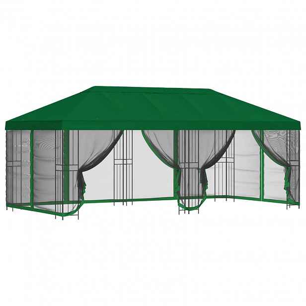 vidaXL Altán s bočními stěnami 6 x 3 m Zelená Polyester a ocel 190 gsm