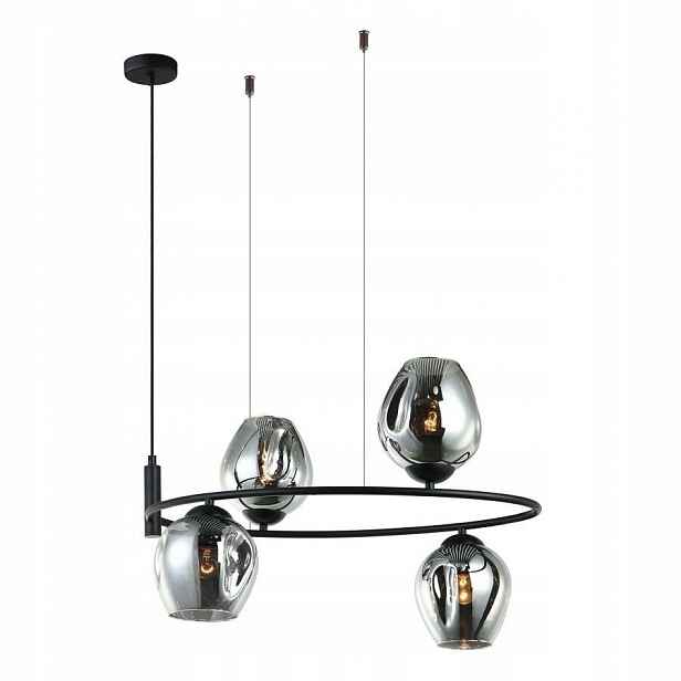 Závěsná lampa Stropní Svítidlo Roxane 4xE27 Černá Grafitová Led Nastavitelná Italux