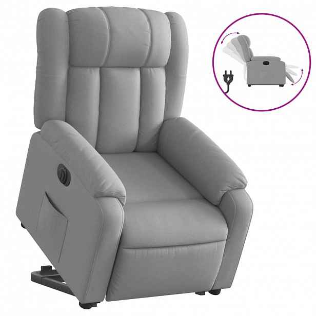 vidaXL Elektrické zvedací polohovací křeslo světle šedé textil