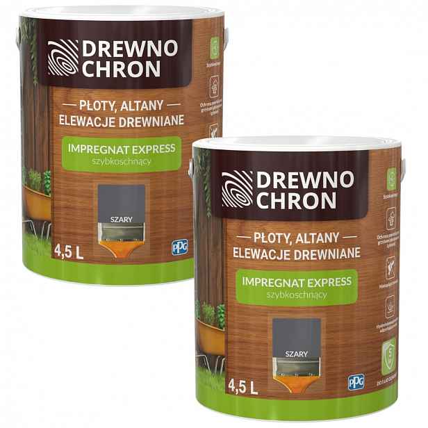 Set Drewnochron Express 2x4,5L Impregnat Na Dřevo Šedý 9L