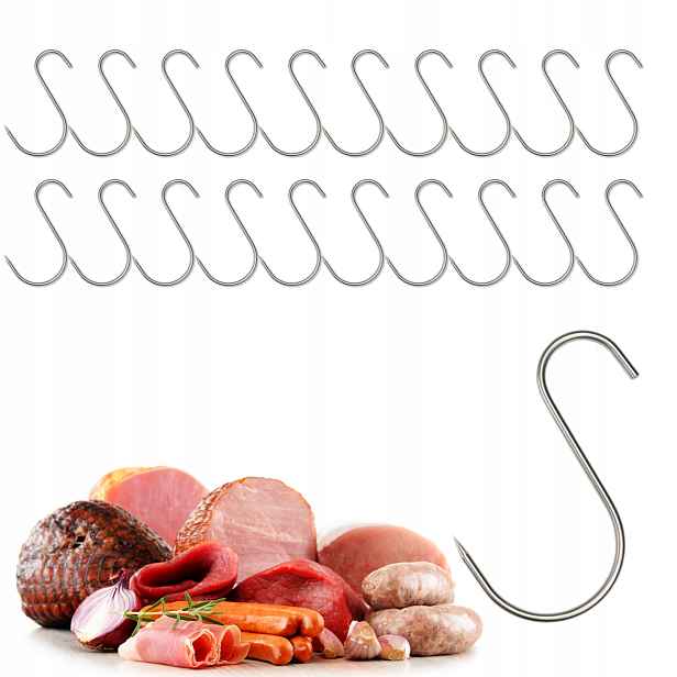 Udírenské háky na uzení masa a uzenin 15 cm 5 mm Silné 20 ks