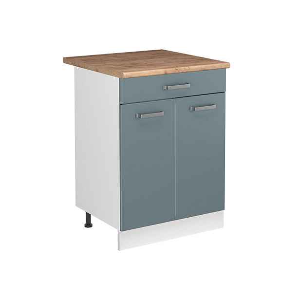 Vicco SKŘÍŇKA POD DŘEZ R-Line, Modrošedá/Bílá, 60 cm pracovní deska Zlatý mocný dub