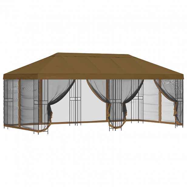 vidaXL Altán s bočními stěnami 6 x 3 m Taupe Polyester a ocel 190 gsm