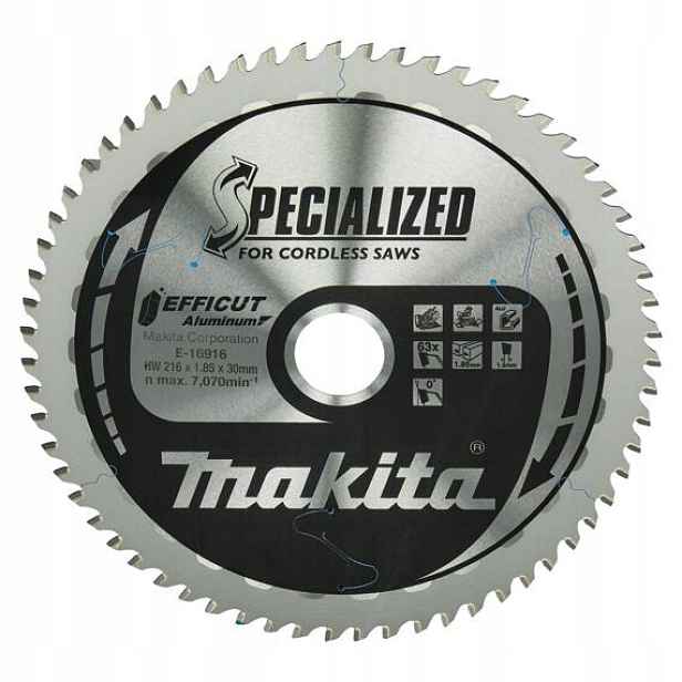 Makita E-16916 pilový kotouč Efficut 216mm*30mm, 63z, hliník