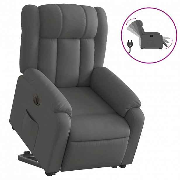 vidaXL Elektrické zvedací polohovací křeslo tmavě šedé textil