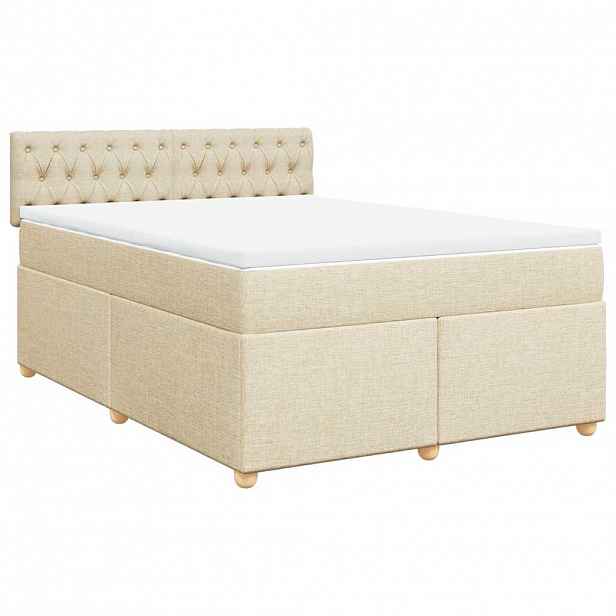 vidaXL Box spring postel s matrací krémová 140x190 cm textil