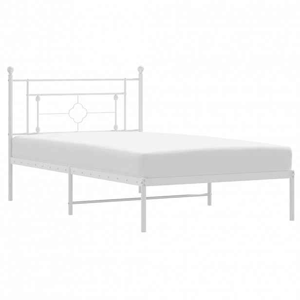 vidaXL Kovový rám postele s čelem bílý 107 x 203 cm