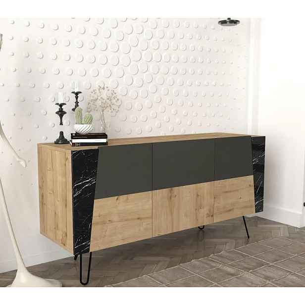 Casarredo Konzolový stolek - komoda ARTHUR sapphire/marble/antracit