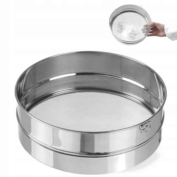 Husté cukrářské síto na prosévání moučkového cukru, průměr 247 mm, ocelové