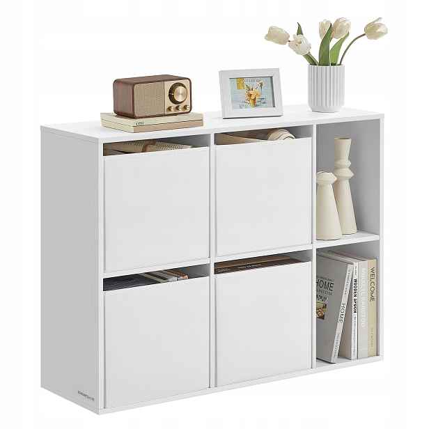 Regál Na Knihy Hračky Bílý Loft Kancelářské Pořadače Do Obývacího Pokoje 4 Krabice