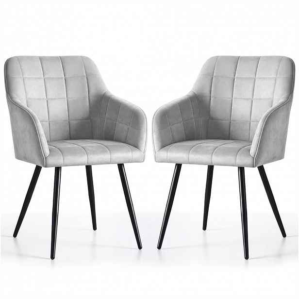 Set 2x jídelní prošívaná židle LARENZA - šedá / černá