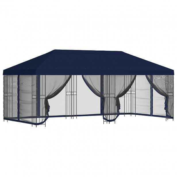 vidaXL Altán s bočními stěnami 6 x 3 m Modrá Polyester a ocel 190 gsm