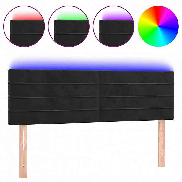 vidaXL Čelo postele s LED černé 144x5x78/88 cm samet