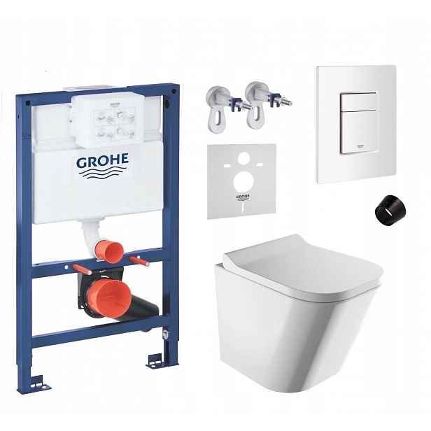 7v1 Podomítkový Wc set, rám Grohe 82 cm, Wc mísa Rim Omnires s tlačítkem