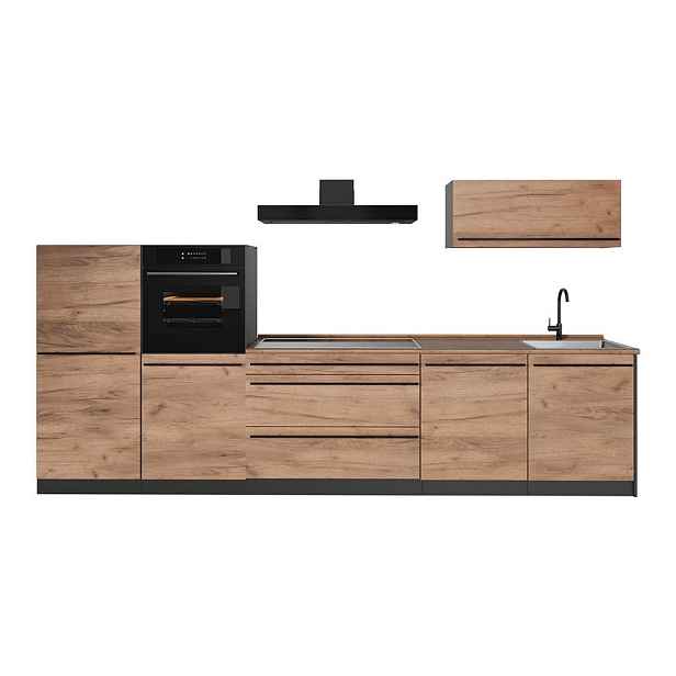 Vicco KUCHYŇSKÝ KOUT R-Line, Zlatý mocný dub/Antracit, 340 cm pracovná doska Dub Goldkraft