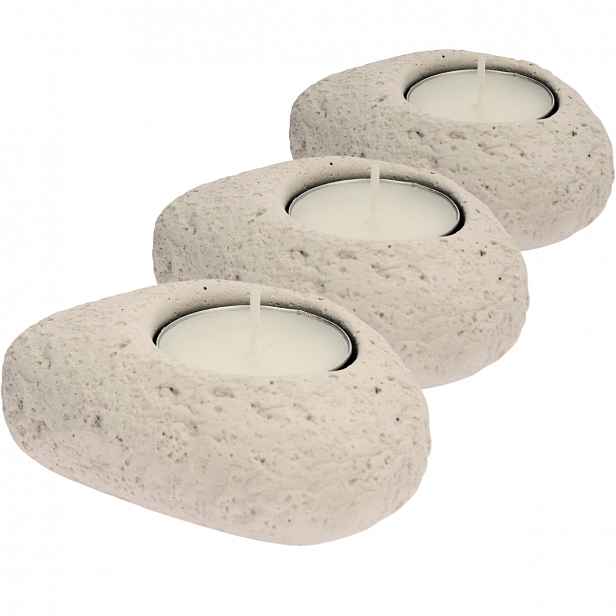 Sada betonových svícnů Stone hnědá, 8,5 x 3,5 x 7 cm, 3 ks