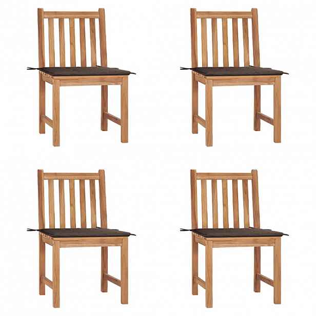 vidaXL Zahradní židle s poduškami 4 ks masivní teak