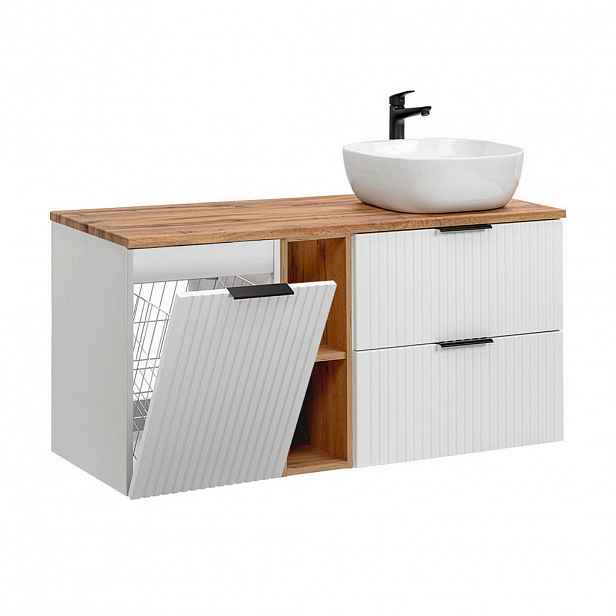 Petits-meubles UMYVADLO 120.8cm Adriel Bílá a dřevo