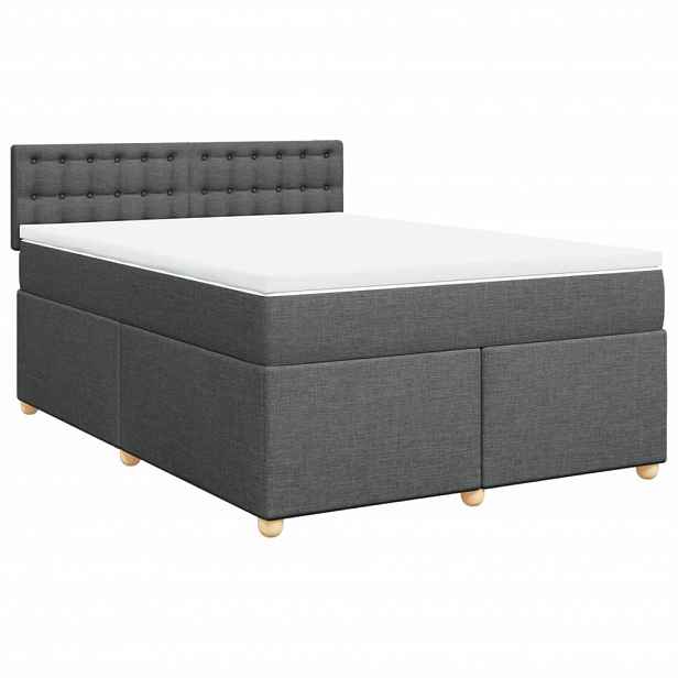 vidaXL Box spring postel s matrací tmavě šedý 140 x 190 cm textil