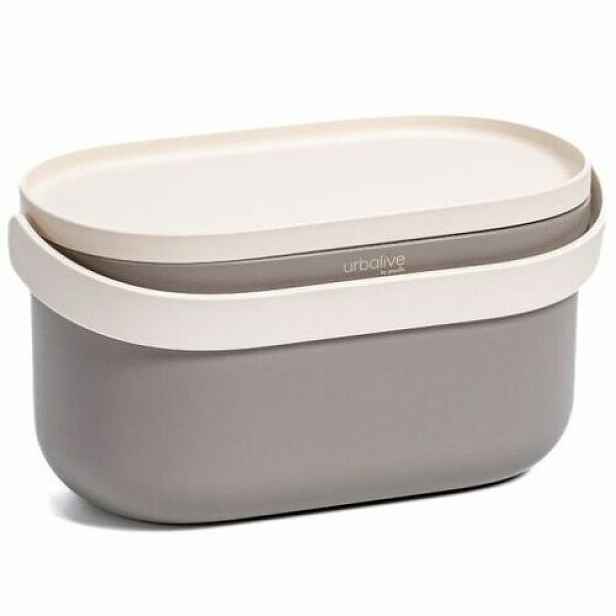 Plastia Nádoba na bioodpad s rámečkem a sáčky,  taupe, 3,1 l