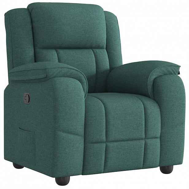 vidaXL Polohovací křeslo tmavě zelené textil