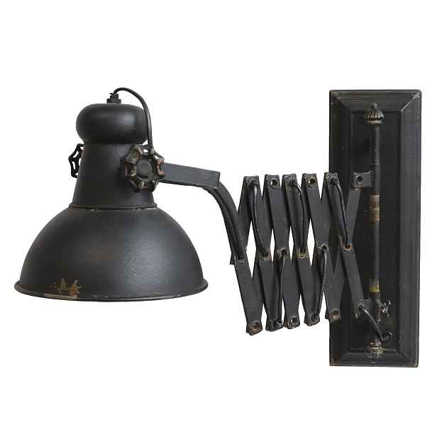 Černá antik nástěnná lampa s patinou Factory Lamp - Ø21*45-105 cm/ E14/ 60W Chic Antique