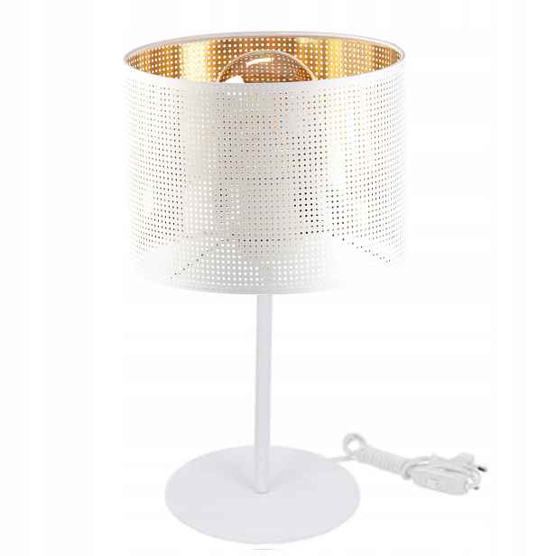 Noční Lampa Stolní Ažurová S Dírkami Zlatá Bílá Moderní