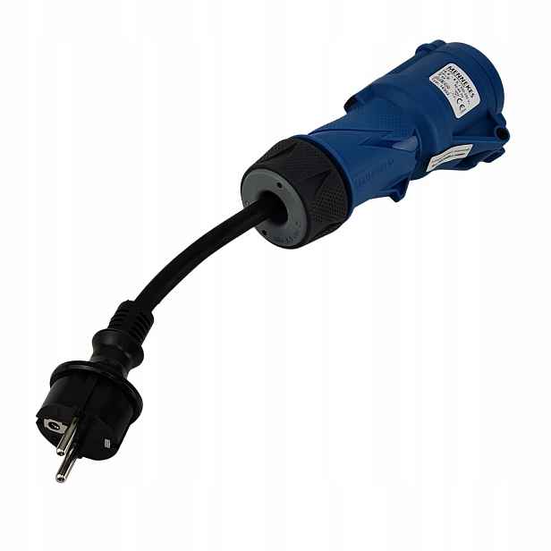 Přechodový kabel 0,33 m IP44 230 V/16 A ze zástrčky 230 V do zásuvky pro kempování