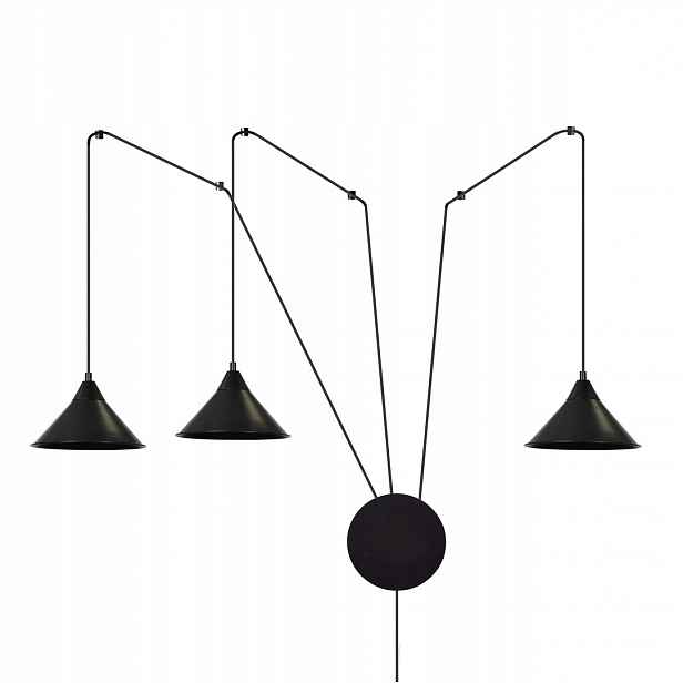 Závěsná lampa Abramo 3 Black moderní, loftová, černá
