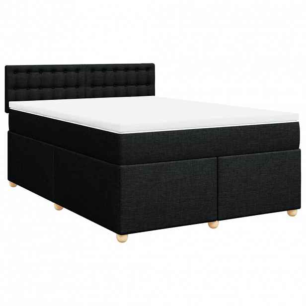 vidaXL Box spring postel s matrací černá 140 x 190 cm textil