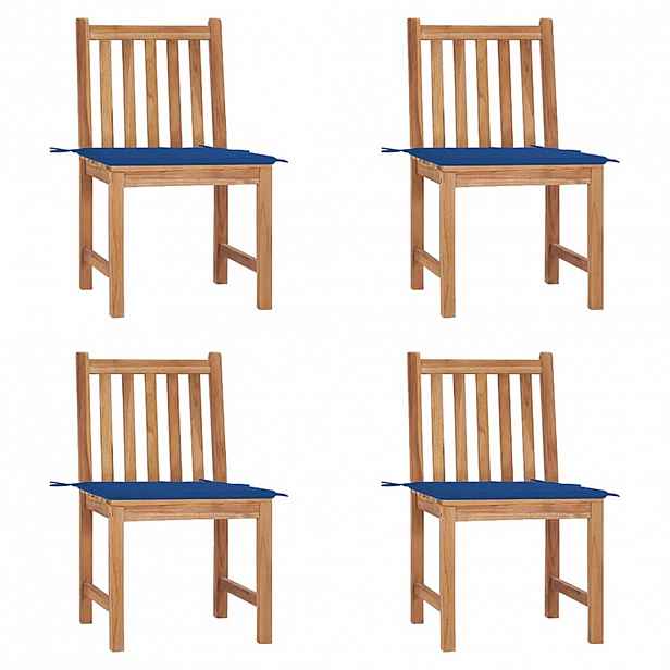 vidaXL Zahradní židle 4 ks s poduškami masivní teak