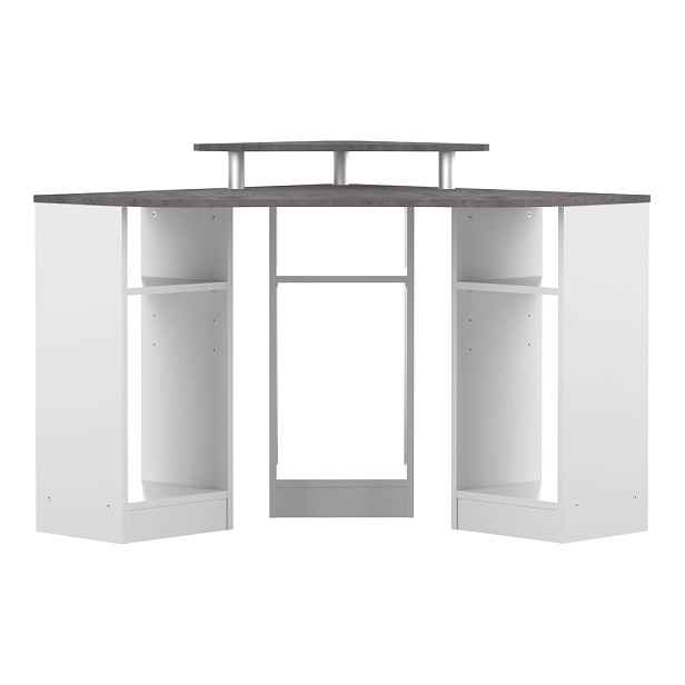 Bílý pracovní stůl s deskou v dekoru betonu 94x94 cm - TemaHome