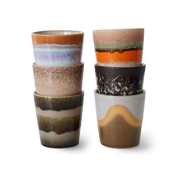 Set 6ks retro hrnek na kávu Coffee 70s - Ø 7,5*8cm / 230 ml  HKLIVING
