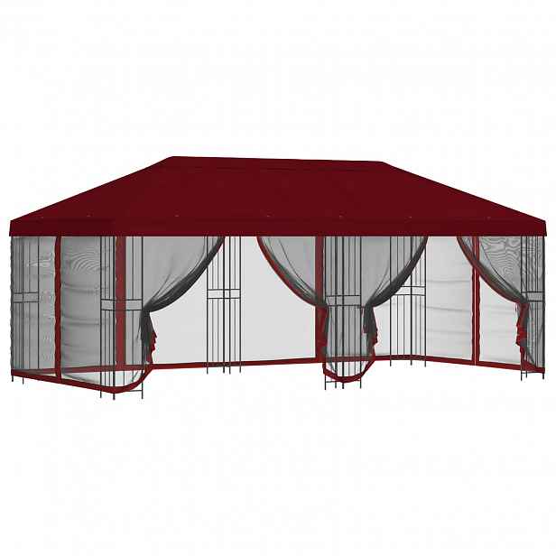 vidaXL Altán s bočními stěnami 6 x 3 m Vínová Polyester a ocel 190 gsm