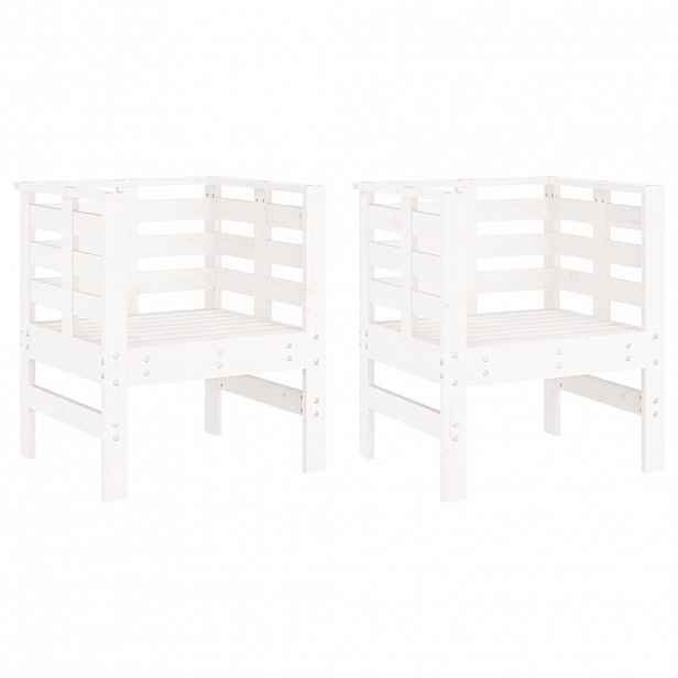 vidaXL Zahradní židle 2 ks bílé 61,5 x 53 x 71 cm masivní borové dřevo