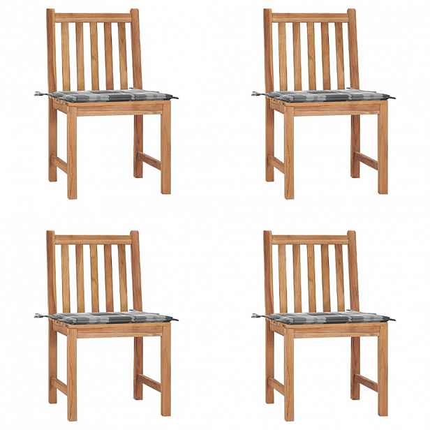 vidaXL Zahradní židle 4 ks s poduškami masivní teak