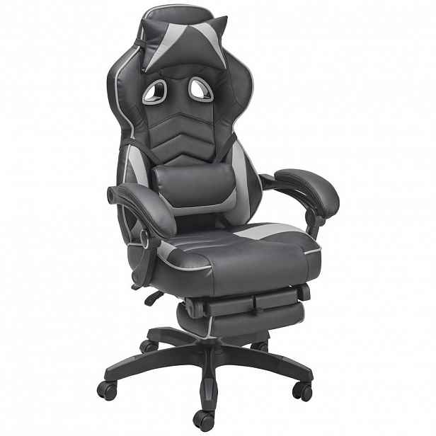 Livetastic HERNÍ ŽIDLE, vzhled kůže, mikrovlákno, šedá, černá
