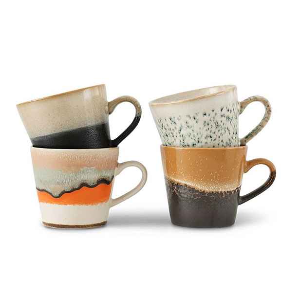 Set 4ks retro hrnek na Cappuccino 70s Verve - 12*Ø 9,5*8,5 / 300 ml  HKLIVING