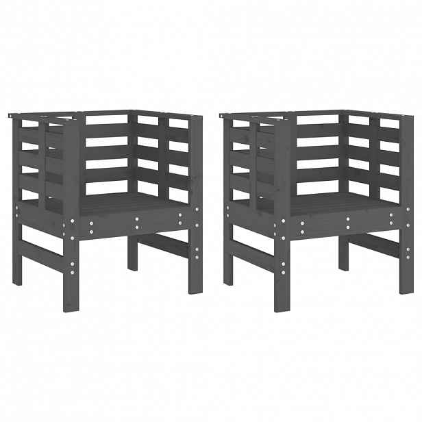vidaXL Zahradní židle 2 ks šedé 61,5 x 53 x 71 cm masivní borové dřevo