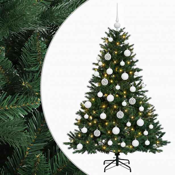 vidaXL Umělý vánoční stromek s vánočními koulemi 120 cm 150 LED