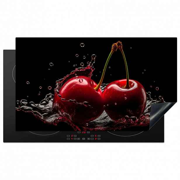 MuchoWow KRYT NA INDUKČNÍ DESKU Třešeň - červená - ovoce - voda - černá 90x52 cm