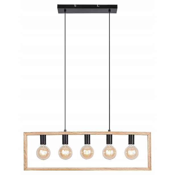 Závěsná skandinávská lampa dřevěná černá hnědá do obývacího pokoje 5 bodů Rabalux