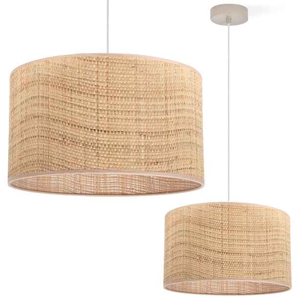 Závěsná Stropní Lustrová Lampa S Ratanovým Stínidlem, Béžová Barva, Vhodná Do Ložnice