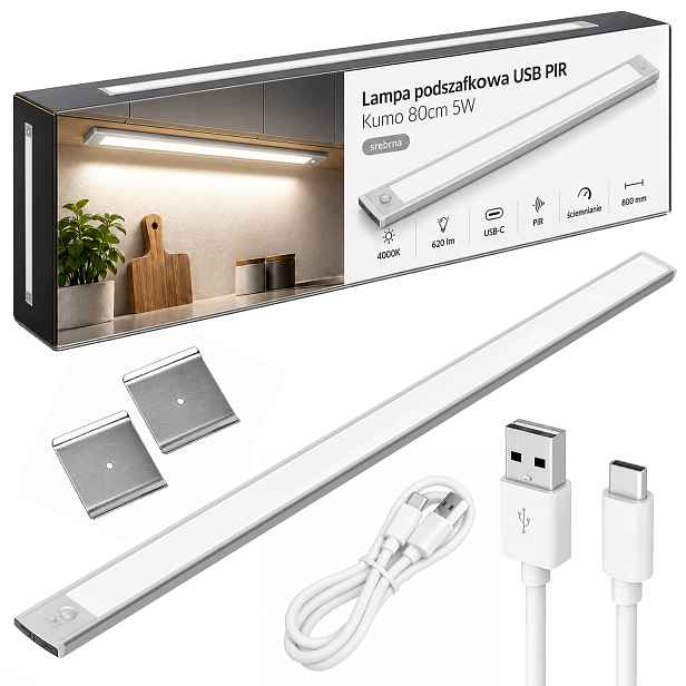 Led podlinkové svítidlo do kuchyně a nábytku se senzorem pohybu, 80 cm