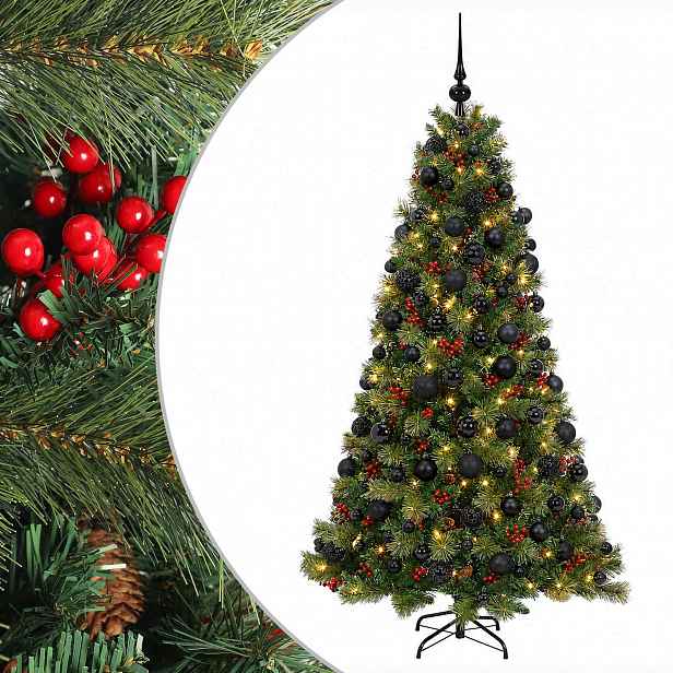 vidaXL Umělý vánoční stromek s vánočními koulemi 180 cm 300 LED