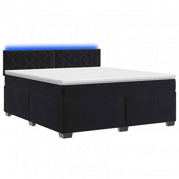 vidaXL Box spring postel s matrací a LED Černá 140 x 200 cm Samet