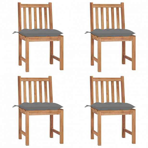 vidaXL Zahradní židle 4 ks s poduškami masivní teak